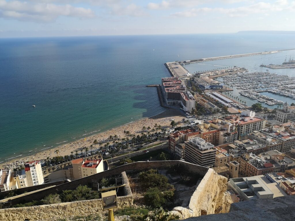 Alicante view from the fort towards sea and port