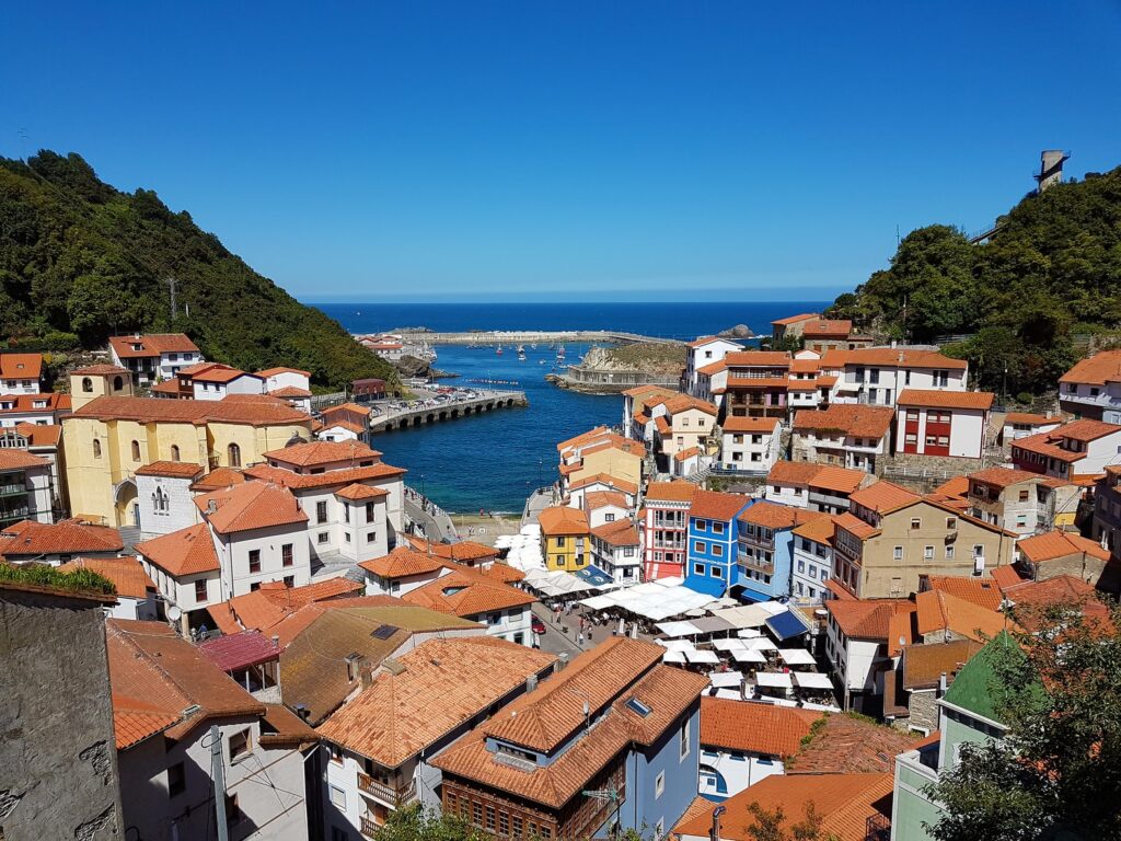 northern Spain Asturias view coastal town