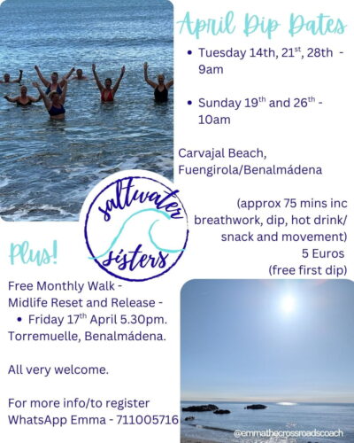 Saltwater Sisters Carvajal Beach midlife women expats sea swimming community with Emma Thorne Lees